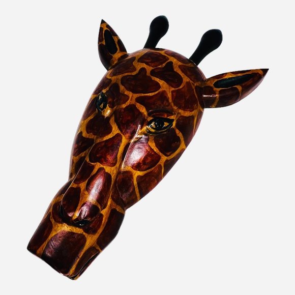 Hand Carved Wooden Giraffe Wall Hanging Decor - Picture 4 of 7